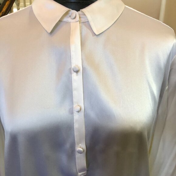 Chico's Black Label Ivory Silk Blend Blouse Long Sleeve Collared Desc. for Size - Picture 3 of 7